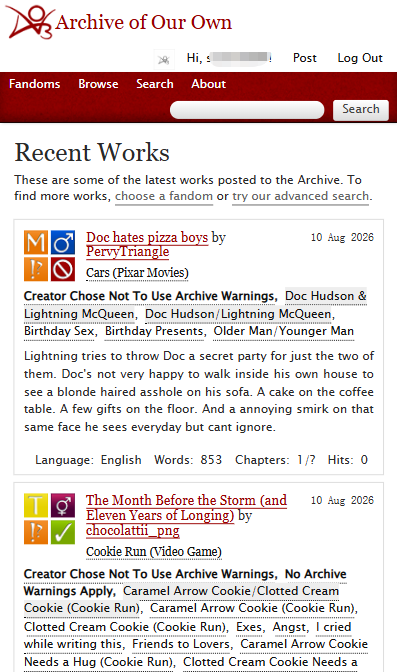 AO3 作品浏览
